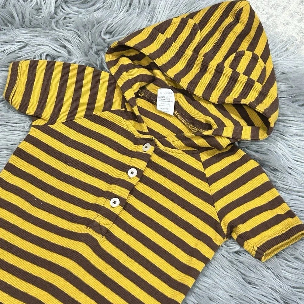 Kate Quinn Organic Cotton Hooded‎ Ribbed Bodysuit LS Striped Size 18-24 Month